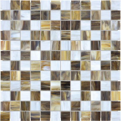 Baroque in Peperino 1x1 Mosaic Glass Tile