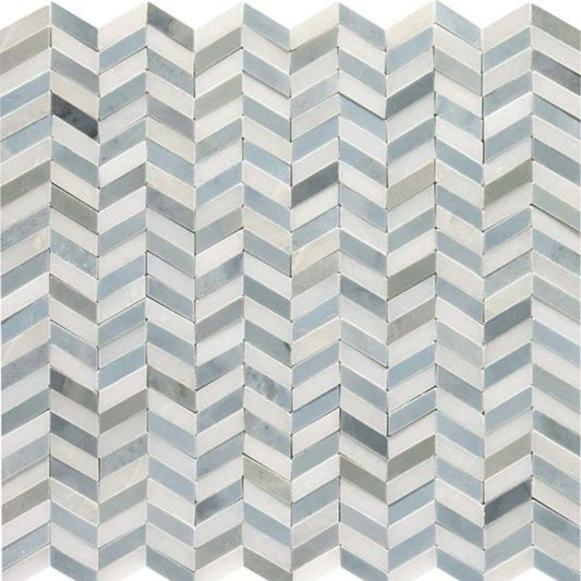 Candora in White & Blu Bln Chevron Natural Stone