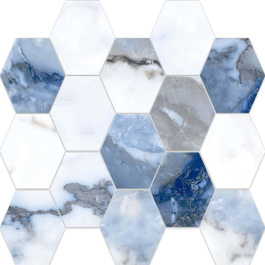 Crash in Blue Polished - Hexagon Mosaic Tile