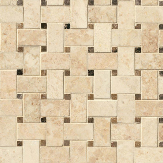 Crema Cappuccino in Crema Cappuccino - Basketweave Natural Stone