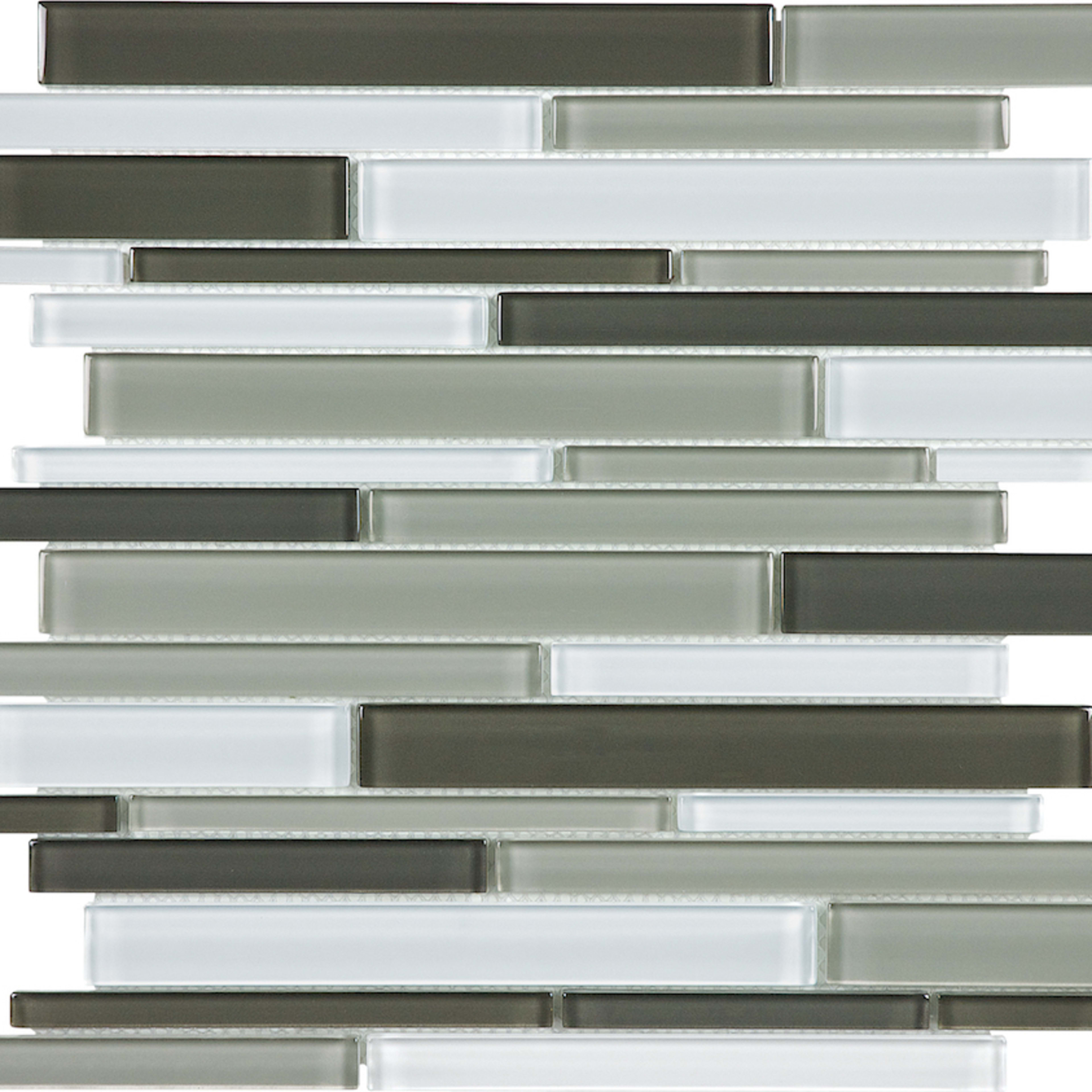 Debut in Contrast Random Strip Mosaic Glass Tile