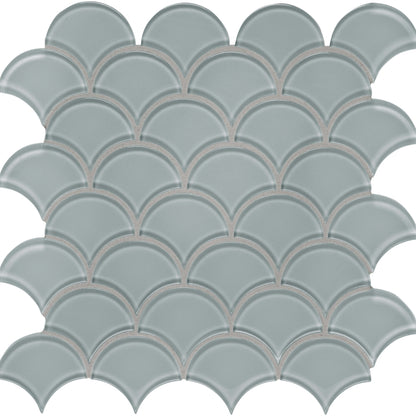 Debut in Cliff Scallop Glass Tile
