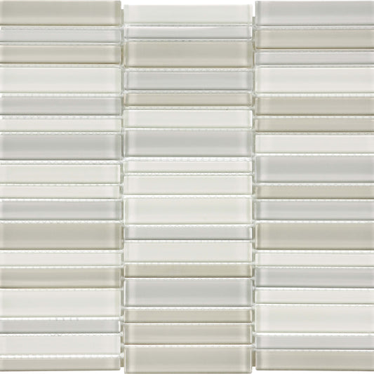 Debut in Dune Random Strip Mosaic Glass Tile
