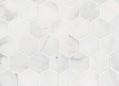 Calacatta Cressa in Calacatta Cressa 2" Hexagon Mosaic Tile