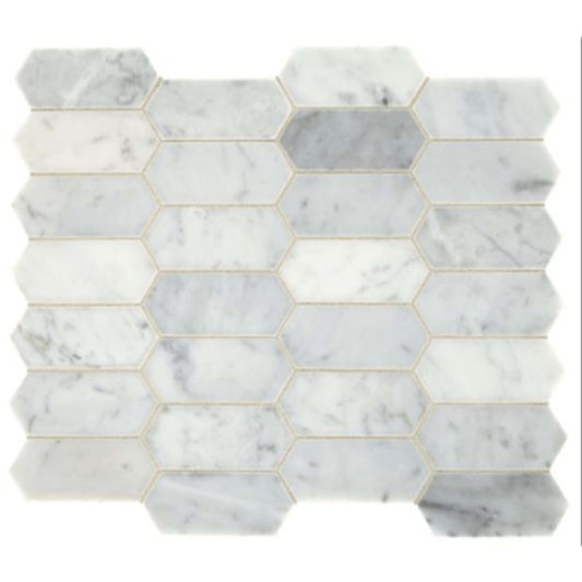 Marble Collection in Carrara White Elongated Hex Natural Stone