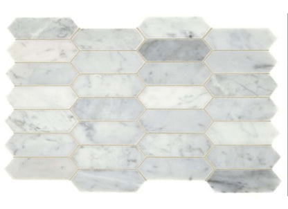 Marble Collection in Carrara White Elongated Hex