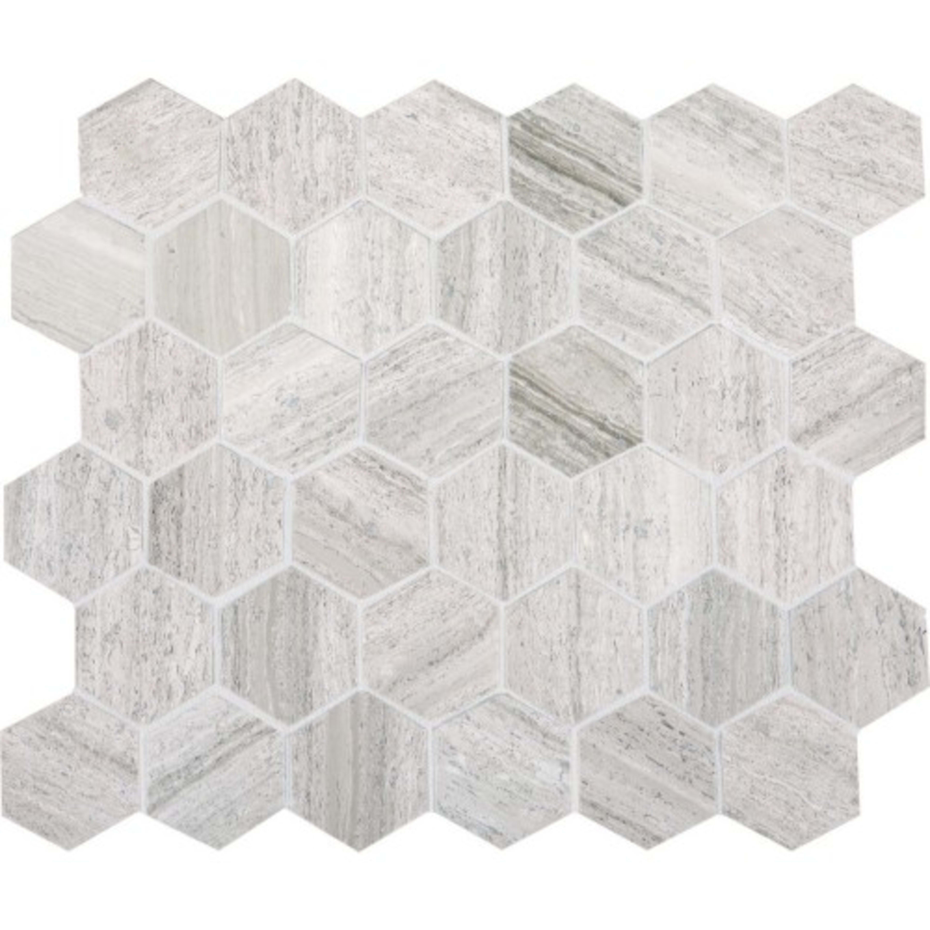 Limestone Collection in Chenille White 12x24 Hexagon Natural Stone