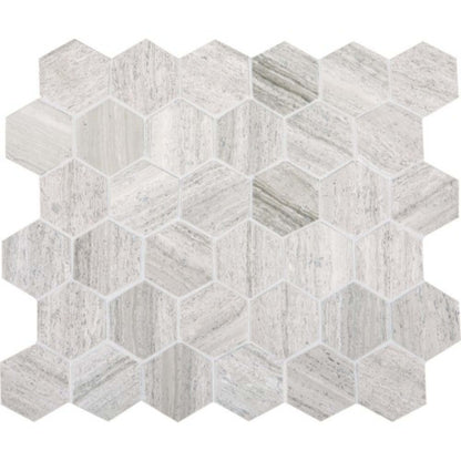 Limestone Collection in Chenille White 12x24 Hexagon Natural Stone