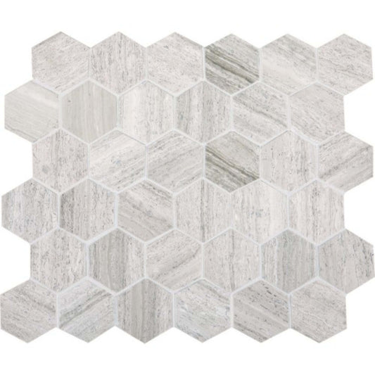 Limestone Collection in Chenille White 6x6 Hexagon Natural Stone