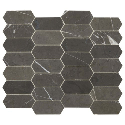 Marble Collection in Antico Scuro Elongated Hex Natural Stone