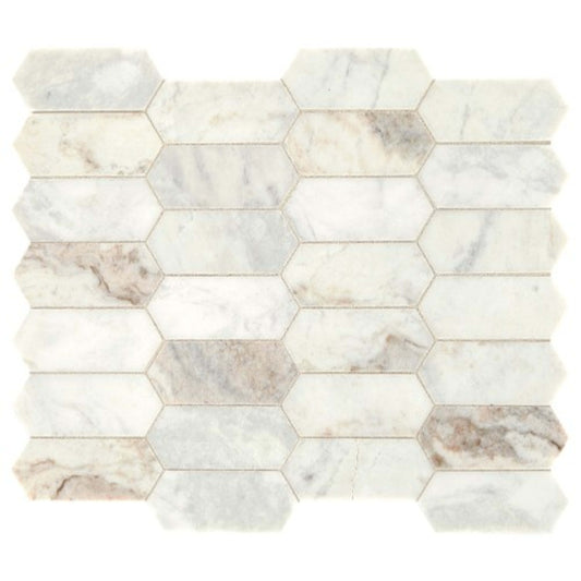 Marble Collection in Daphne White - Elongated Hex Natural Stone