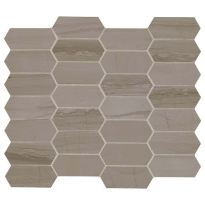 Marble Collection in Silver Screen Elongated Hex Natural Stone