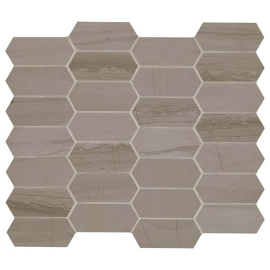 Marble Collection in Silver Screen Elongated Hex Natural Stone