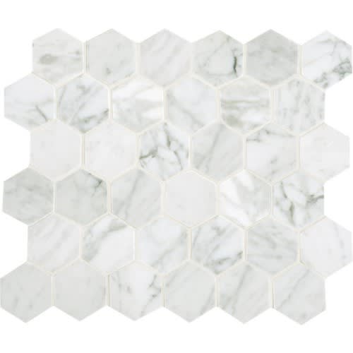 Marble Collection in Carrara White Hexagon 18x20