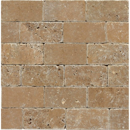 Travertine Collection in Noce 3x6 Textured Natural Stone