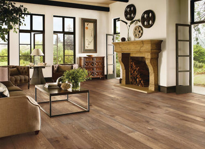 TimberBrushed Platinum  White Oak Engineered in Meandering Path 9.056"