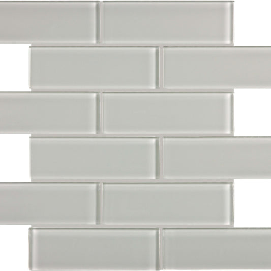 Element in Mist Brick Mosaic 2x6 Glass Tile