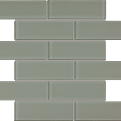 Element in Smoke Brick Mosaic 2x6 Glass Tile