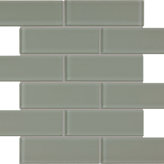 Element in Smoke Brick Mosaic 2x6 Glass Tile