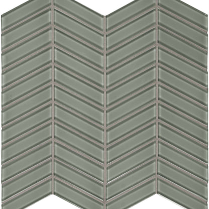 Element in Smoke Chevron Mosaic Glass Tile