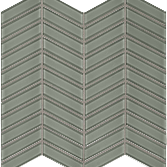 Element in Smoke Chevron Mosaic Glass Tile