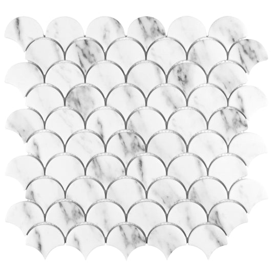 Fabrique & Nature in Carrara Fan Glass Tile