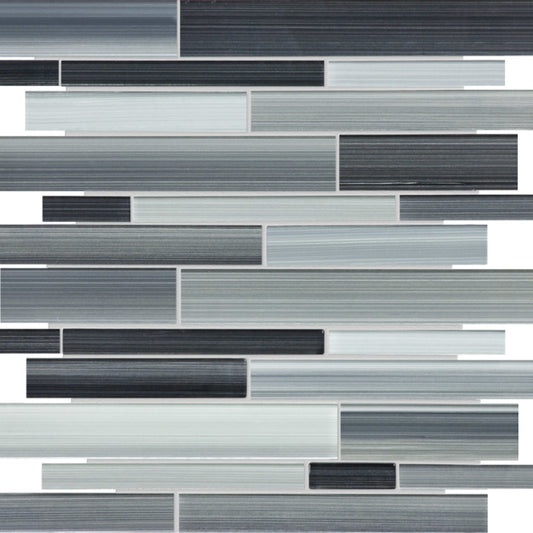 Fusion in Carbon Random Strip Mosaic Glass Tile