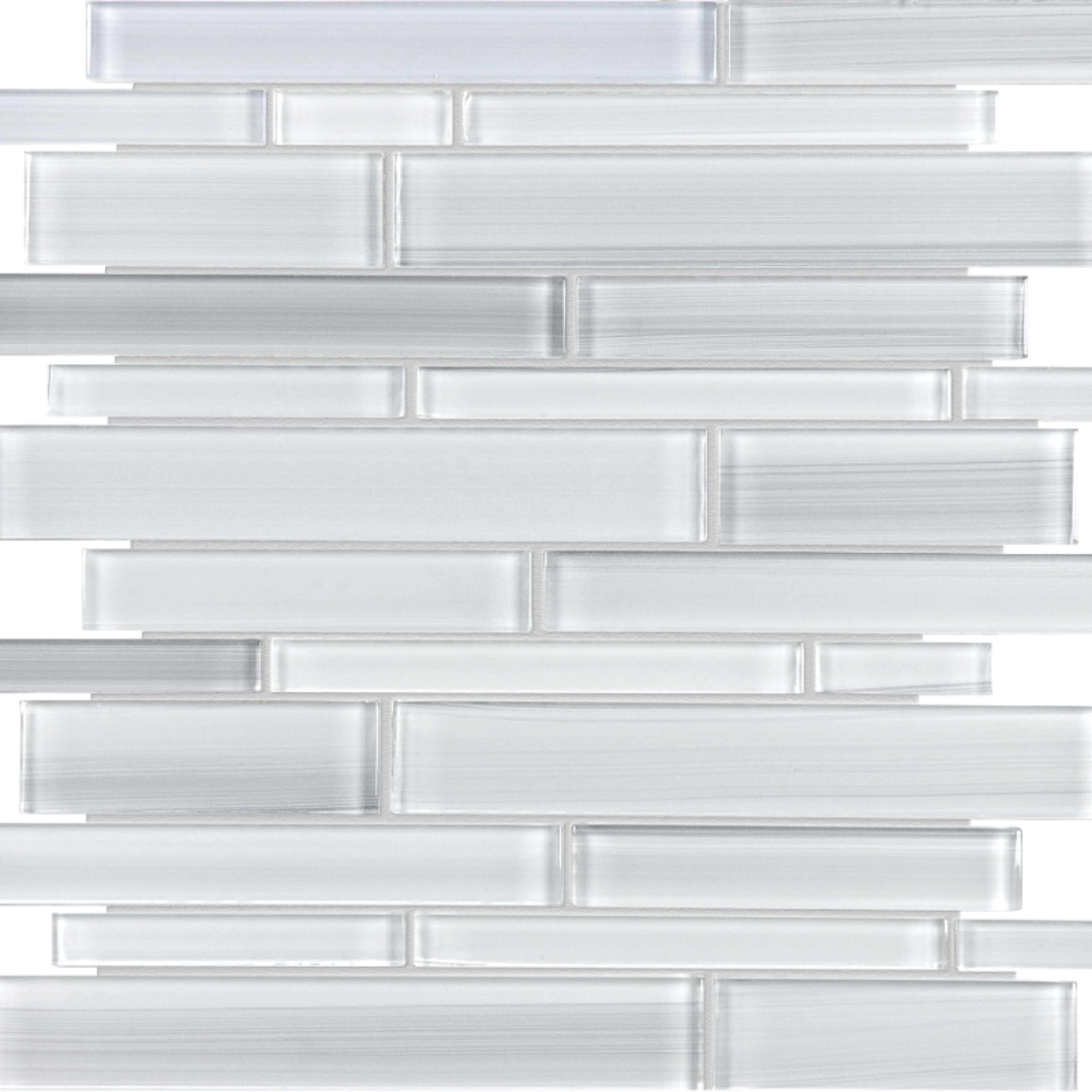 Fusion in Ice Random Strip Mosaic Glass Tile
