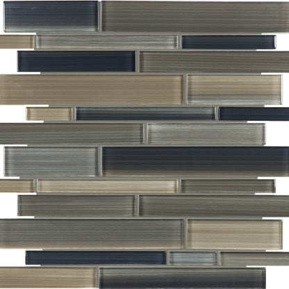 Fusion in Rock Random Strip Mosaic Glass Tile
