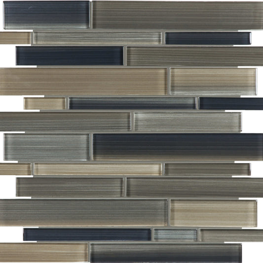 Fusion in Rock Random Strip Mosaic Glass Tile