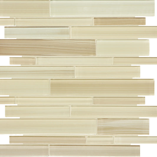 Fusion in Sand Random Strip Mosaic Glass Tile