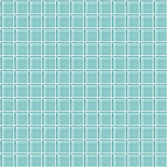 Glass Blox in Aqua Gleam 1"x1" Glass Tile