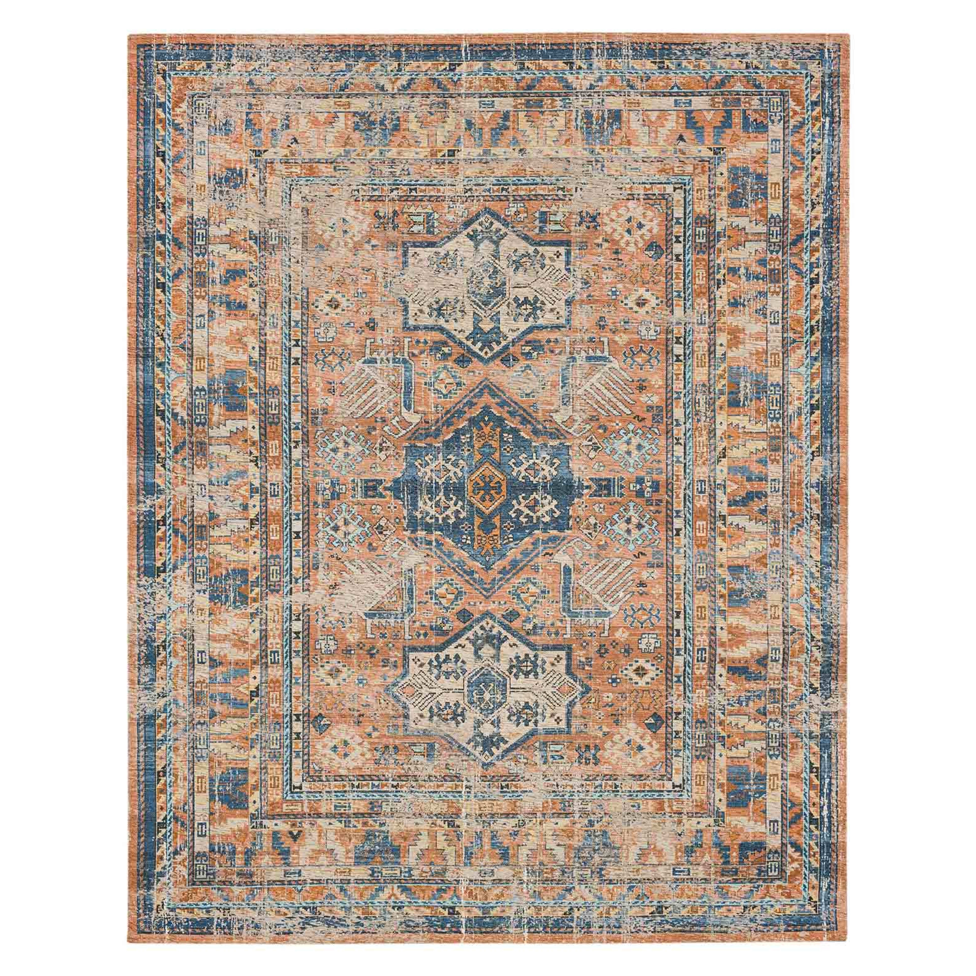 Haykota Terracotta/Rust Blue in Terracotta/Rust Blue 5'X8' Area Rugs