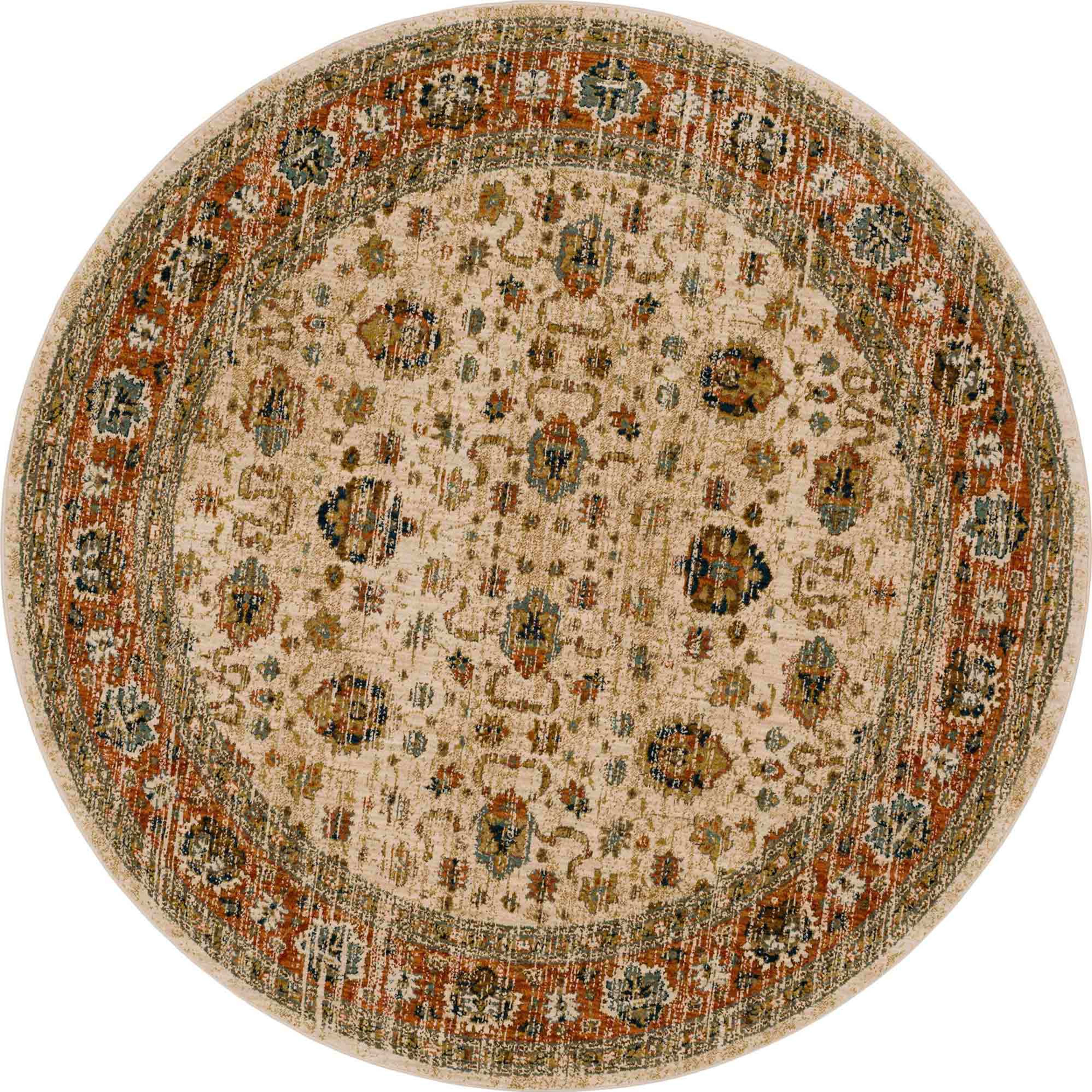 Koyna Cream in Cream 8'Round Area Rugs