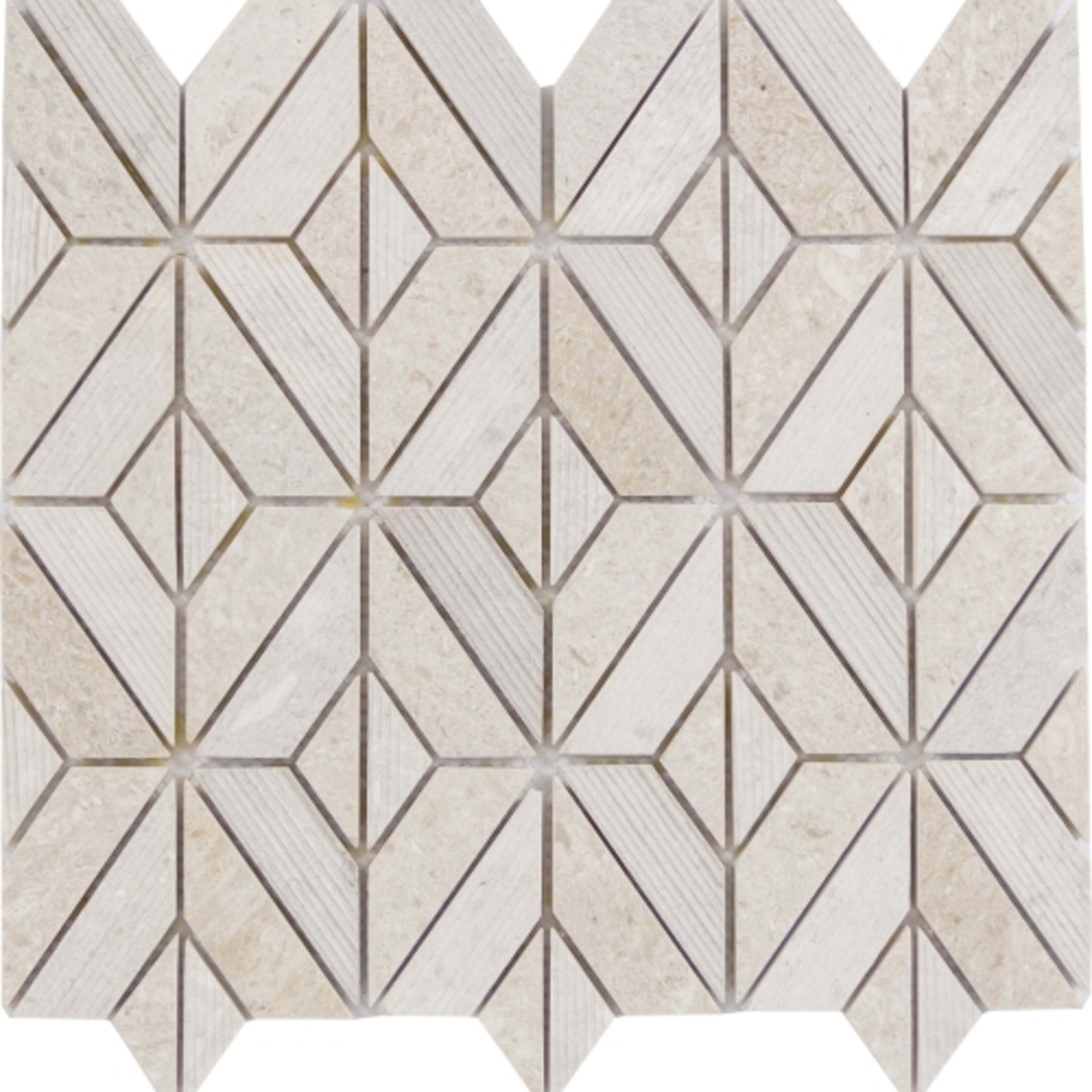 Limestone in Ivory Rhombus Mosaic 12"x12" Natural Stone