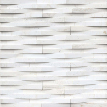 Rockmount Stacked Stone Collection in Cosmic White 3d Wave Natural Stone