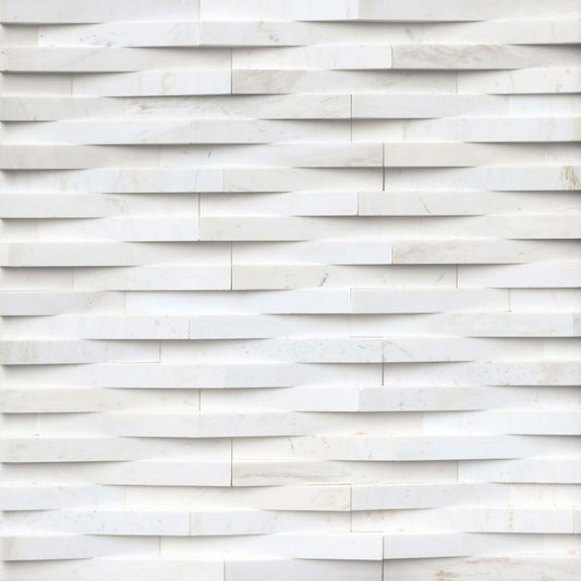 Rockmount Stacked Stone Collection in Cosmic White 3d Wave Natural Stone
