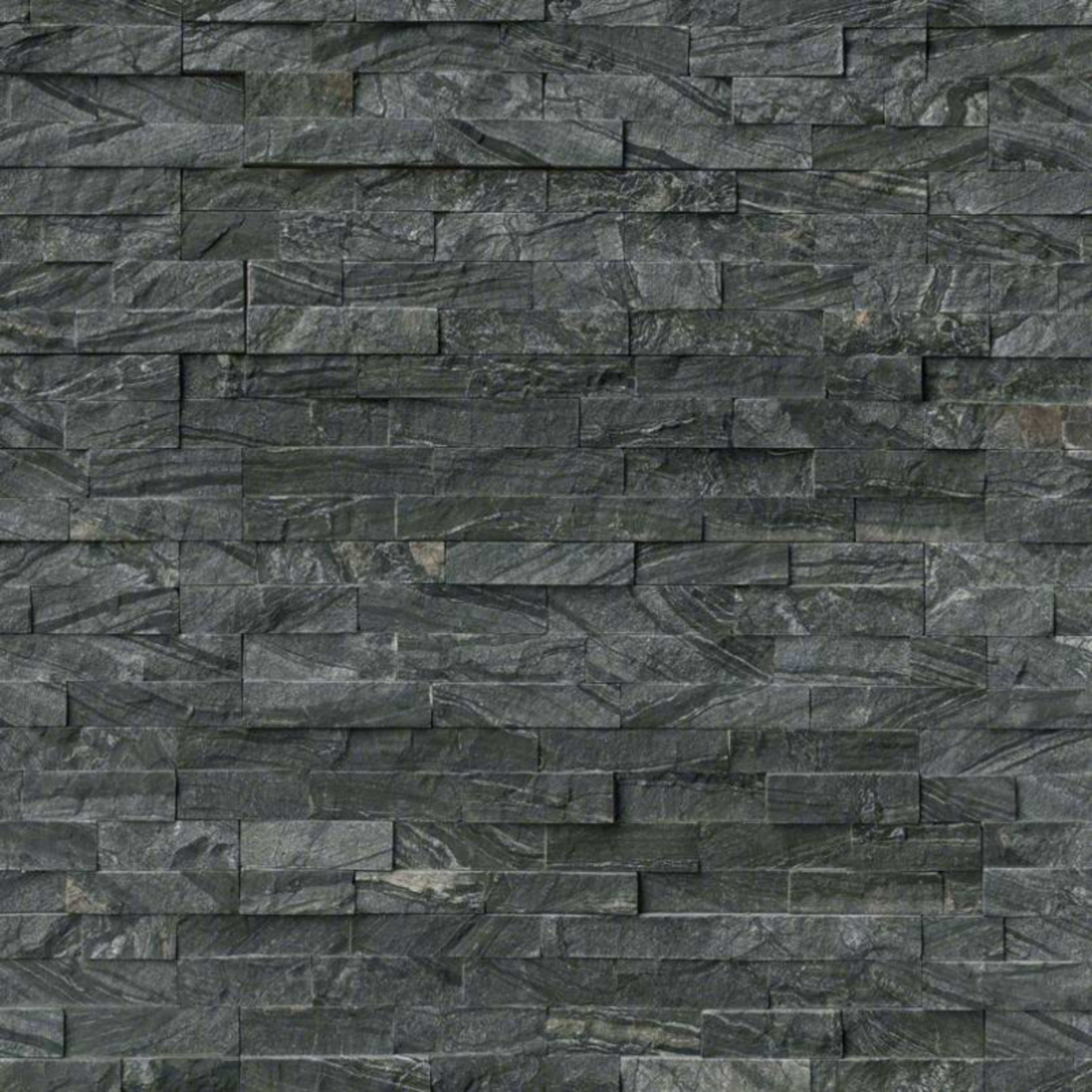 Rockmount Stacked Stone Collection in Glacial Black Natural Stone