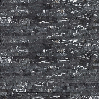 Rockmount Stacked Stone Collection in Marquina Nero Natural Stone
