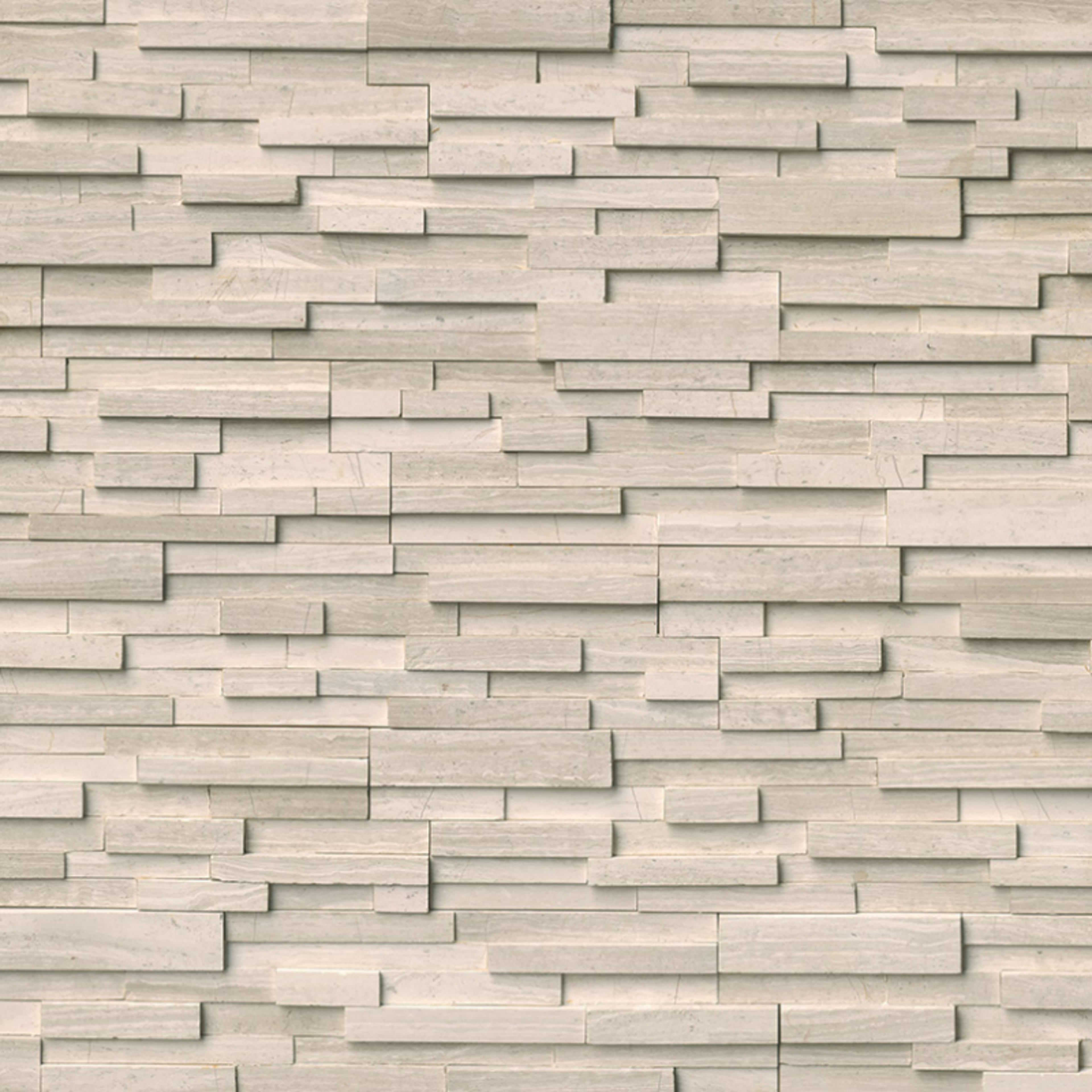 Rockmount Stacked Stone Collection in White Oak 3d Honed Natural Stone