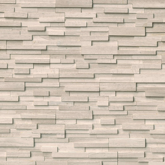 Rockmount Stacked Stone Collection in White Oak 3d Honed Natural Stone