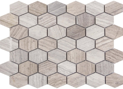 Metro in Gray - 2" Mixed Hexagon Honed