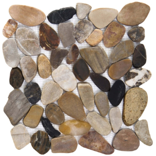 Rivera Pebbles in 4 Color Blend Flat 12" X 12" Pebble Natural Stone