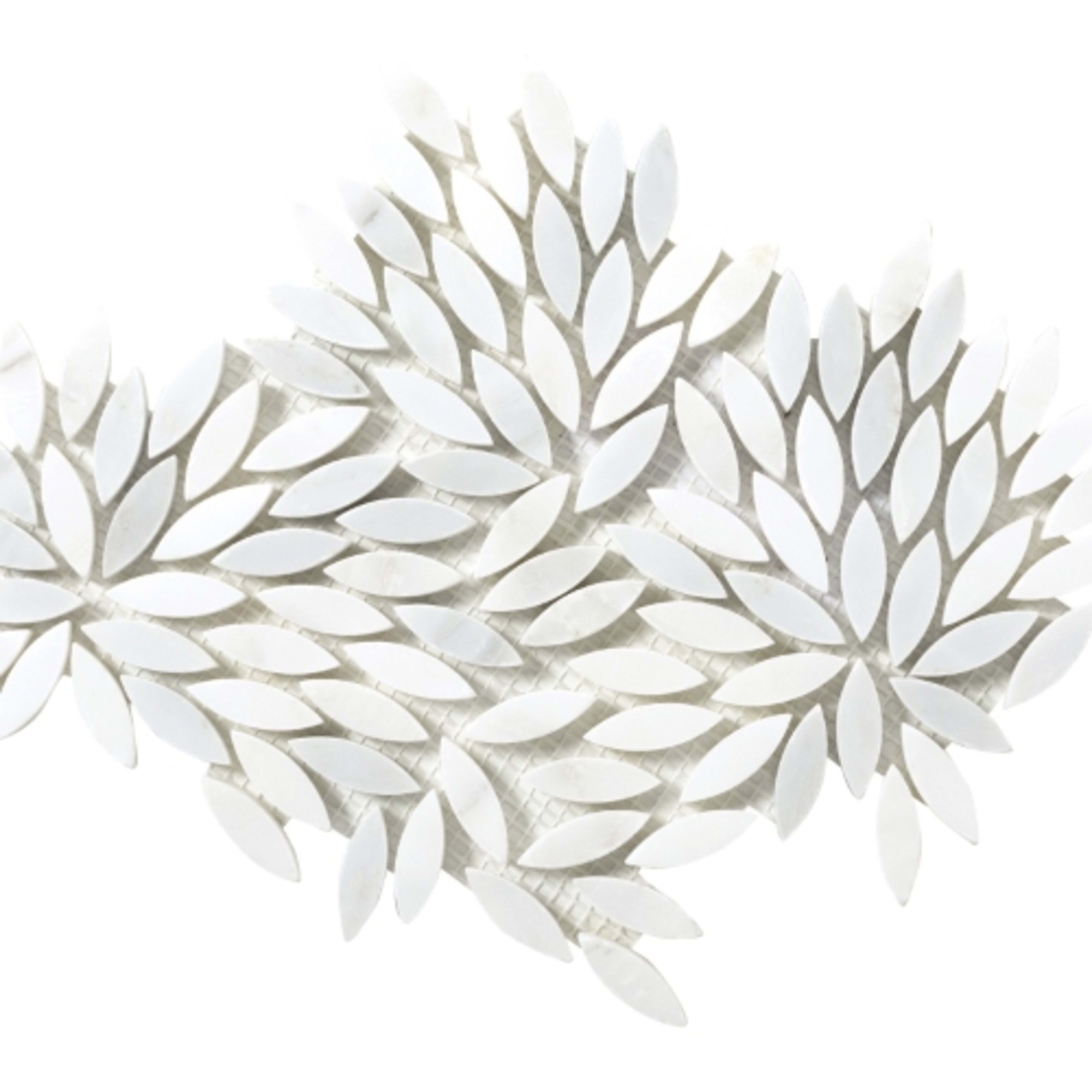 Marble Winter Frost in Winter Frost Leaf Mosaic - Mesh Mosaic Natural Stone