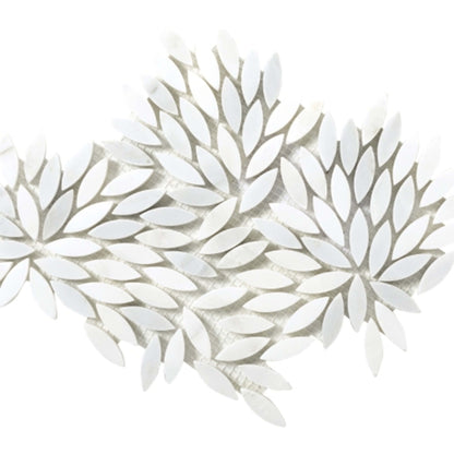 Marble Winter Frost in Winter Frost Leaf Mosaic - Mesh Mosaic Natural Stone
