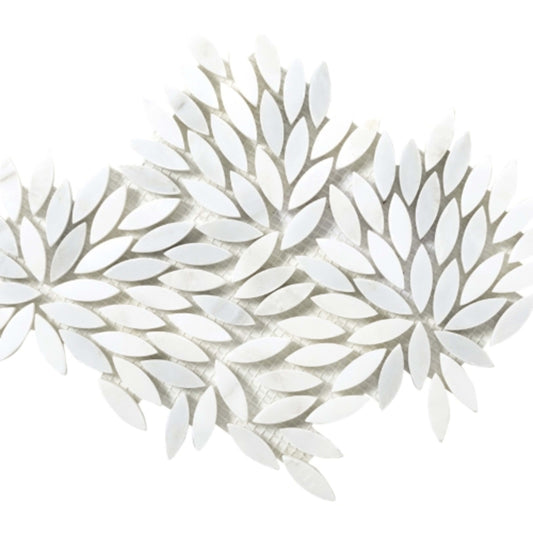 Marble Winter Frost in Winter Frost Leaf Mosaic - Mesh Mosaic Natural Stone