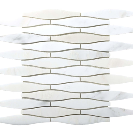Marble Winter Frost in Winter Frost Convex Mosaic - Mesh Mosaic Natural Stone