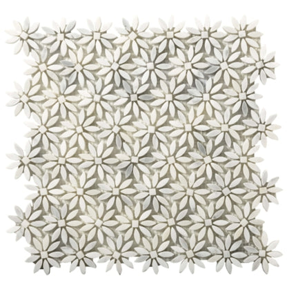 Marble Winter Frost in Winter Frost Daisy Mosaic - Mesh Mosaic Natural Stone