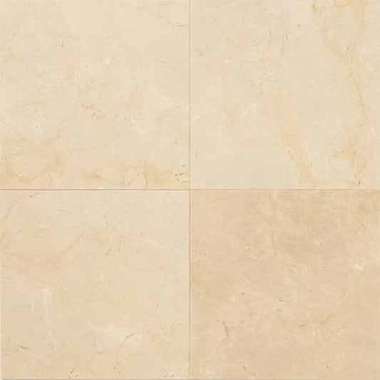 Marble in Crema Marfil El-12x12x.5-Polished Natural Stone
