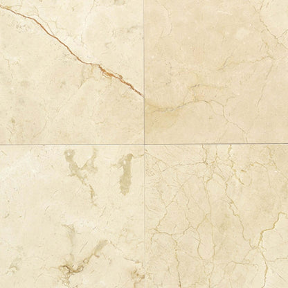 Marble in Crema Marfil Cl-12x12x.5-Polished Natural Stone